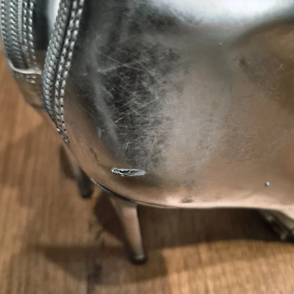 SCHUTZ Silver Metallic Pointed Ankle Booties - Picture 6 of 12